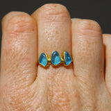 Blue Sea Glass, Gold Vermeil - Size R