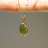 Green Sea Glass Necklace - Gold Vermeil
