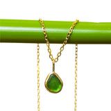 Green Sea Glass Necklace - Gold Vermeil