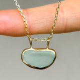 Light Blue Sea Glass Necklace - Gold Vermeil