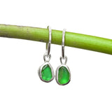 Green Sea Glass Hoops