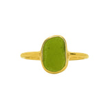 Green Sea Glass, Gold Vermeil - Size O