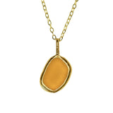 Yellow/Orange Sea Glass Necklace - Gold Vermeil