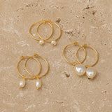 Statement Pearl Hoops - Gold Vermeil