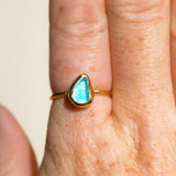 Blue Sea Glass, Gold Vermeil - Size O