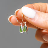 Green Sea Glass Hoops