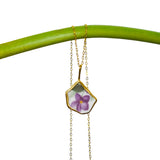 Purple Flower Necklace, Gold Vermeil