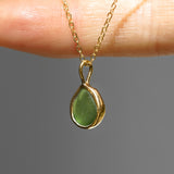 Green Sea Glass Necklace - Gold Vermeil