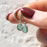 Green Sea Glass Hoops
