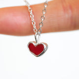 Red Sea Glass Heart Necklace