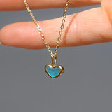 Blue Sea Glass Heart Necklace, Gold Vermeil