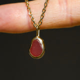 Red Sea Glass Necklace - Gold Vermeil