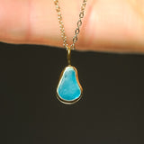 Blue Sea Glass Necklace - Gold Vermeil