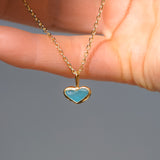 Blue Sea Glass Heart Necklace, Gold Vermeil