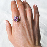 Purple Flower Ring, Gold Vermeil - Size Q