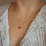 Red Sea Glass Heart Necklace, Gold Vermeil