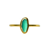 Green Sea Glass, Gold Vermeil - Size R