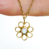 White Sea Glass Flower Necklace -  Gold Vermeil
