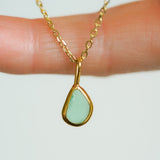 Green Sea Glass Necklace - Gold Vermeil