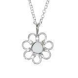 White Sea Glass Flower Necklace