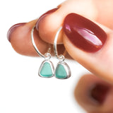 Green Sea Glass Hoops