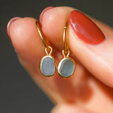Lilac Sea Glass Hoops - Gold Vermeil