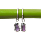 Purple Sea Glass Hoops