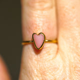 Pink Sea Glass Heart, Gold Vermeil - Size Q