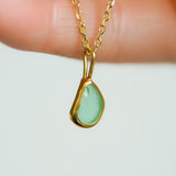 Green Sea Glass Necklace - Gold Vermeil