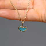Blue Sea Glass Heart Necklace, Gold Vermeil