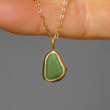 Green Sea Glass Necklace - Gold Vermeil