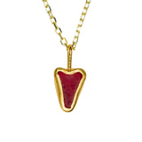 Red Sea Glass Heart Necklace, Gold Vermeil