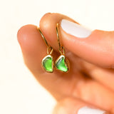 Green Sea Glass Hoops - Gold Vermeil