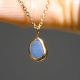 Blue Sea Glass Necklace - Gold Vermeil