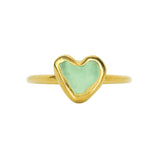 Green Sea Glass Heart, Gold Vermeil - Size M