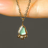 Green Sea Glass Necklace - Gold Vermeil