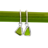 Green Sea Glass Hoops