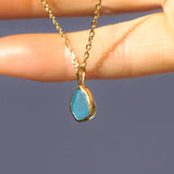 Blue Sea Glass Necklace - Gold Vermeil