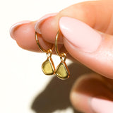 Green Sea Glass Hoops - Gold Vermeil