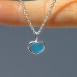 Blue Sea Glass Heart Necklace