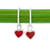 Red Sea Glass Heart Hoops