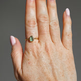Green Sea Glass, Gold Vermeil - Size R