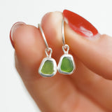 Green Sea Glass Hoops