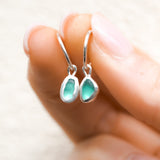 Green Sea Glass Hoops