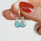 Blue Sea Glass Hoops
