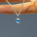 Blue Sea Glass Heart Necklace
