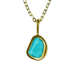 Blue Sea Glass Necklace - Gold Vermeil