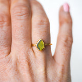 Green Sea Glass, Gold Vermeil - Size O