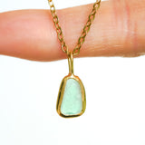 Green Sea Glass Necklace - Gold Vermeil