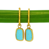Blue Sea Glass Hoops - Gold Vermeil